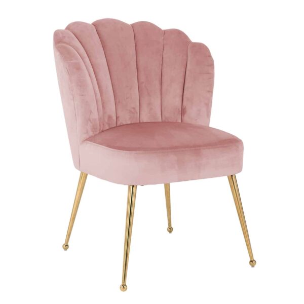 chaise design velours rose pieds or