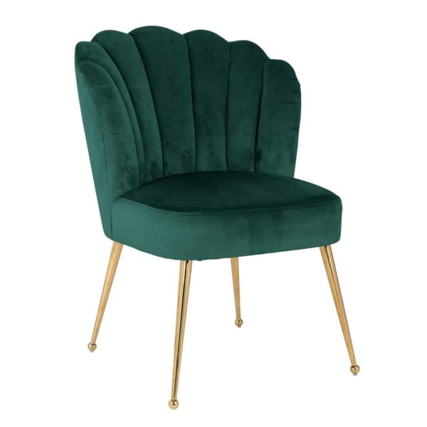 chaise velours vert pieds metal or dore