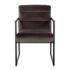 chaise design velours marron pieds acier noir