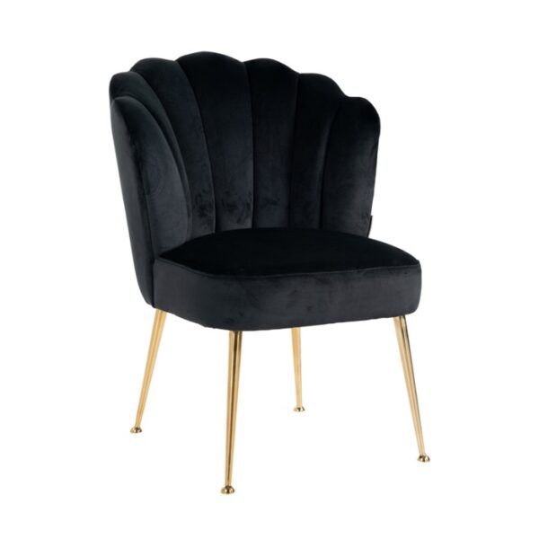Chaise / fauteuil coquillage PIPPA en velours noir