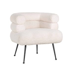 fauteuil laine bouclee blanc casse