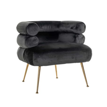 Fauteuil AMELIA en velours gris anthracite