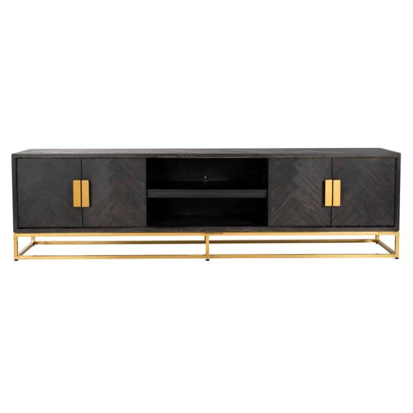 grand-meuble-tv-design-bois-chene-noir-blackbone-gold-4-portes-metal-or-richmond-interiors-boisetdeco
