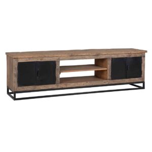 meuble tv bois et metal raffles 4 portes 2 niches