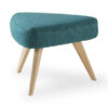 pouf tissu bleu pieds bois