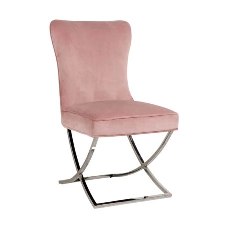 Chaise design SCARLETT en velours rose