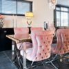 chaises design velours rose velvet pink