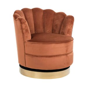 Fauteuil pivotant MILA en velours rouille