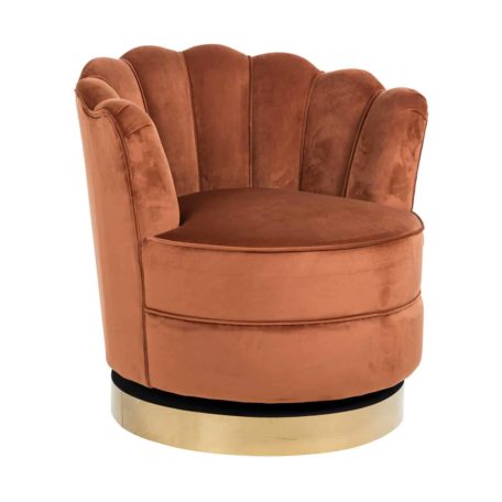 Fauteuil pivotant MILA en velours rouille