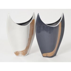 Vase blanc/or et bleu/or hauteur 29cm - collection VULCANO