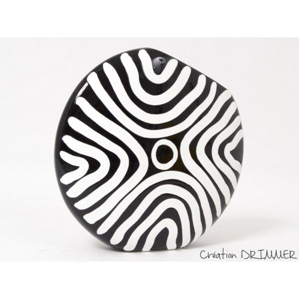 Vase rond motif zebre noir et blanc collection ZEBRA