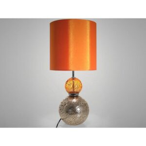 Lampe VOLCANIQUE - 2 boules en verre orange et gris.
