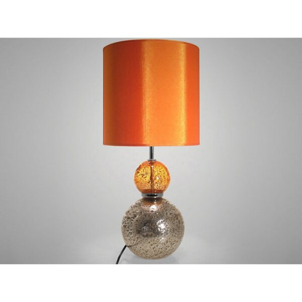 Lampe VOLCANIQUE - 2 boules en verre orange et gris.