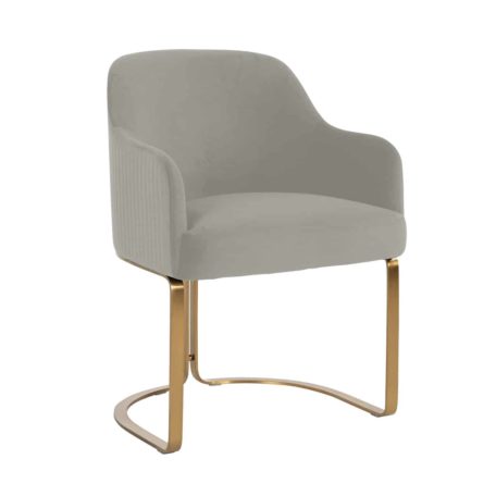 Chaise en tissu velours coloris KHAKI (gris/beige)