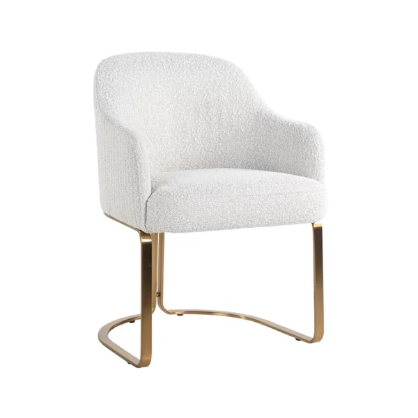 Fauteuil de table HADLEY tissu blanc bouclé