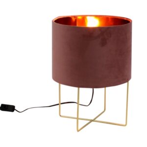 Lampes TRIXI avec abat-jour velours rose.