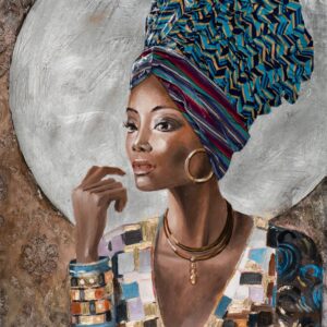 peinture femme beaute avec bandeau tissus