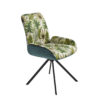 chaise-pivotante-90-avec-rappel-tissu-feuilles-velours-vert-fonce-pieds-metal