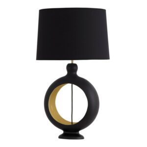 lampe-design-ceramique-noir-jaune-moutarde-luminaire-cantil-flametluce-boisetdeco