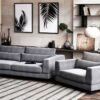 salon canape fauteuil confortable tissu gris