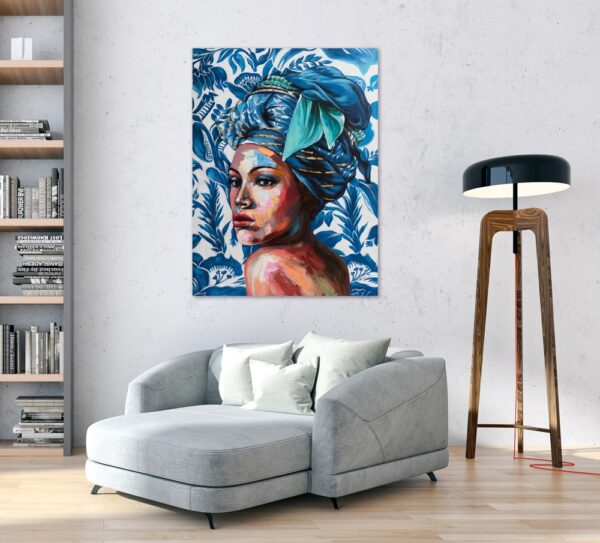 peinture sur toile femme beauty in blue