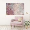 peinture abstrait rose bleu or