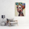 Mise en ambiance du tableau femme coloree peint a la main - cultur woman.