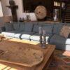 Grand canape NOMAD en 2 structures en lin bleu /gris