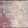 Peinture sur toile abstraite rose bleu or dore.