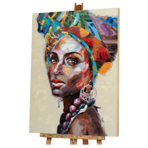 Tableau multicolore Peinture BEAUTÉ AVEC FOULARD MULTICOLORE