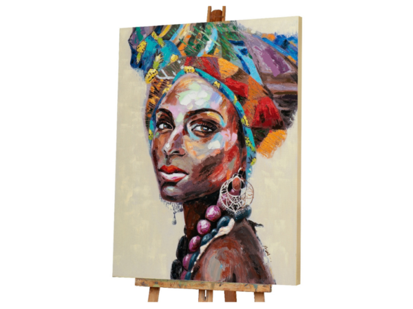 Tableau multicolore Peinture BEAUTÉ AVEC FOULARD MULTICOLORE