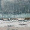 Peinture sur toile abstraite bleu beige argent.