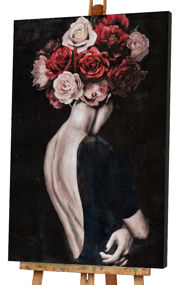 tableau décoration murale verticale rouge rose gris noir