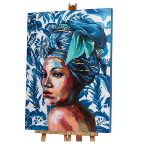 tableau peinture sur toile dame en bleu par Imageland