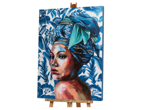 tableau peinture sur toile dame en bleu par Imageland