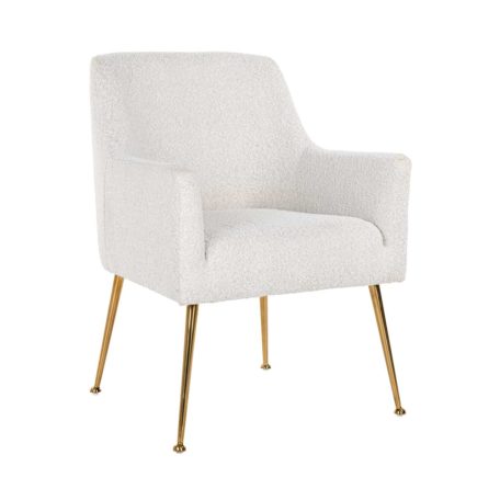 Chaise HARPER en tissu bouclé blanc.