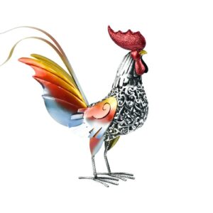 Coq métal design bleu jaune rouge