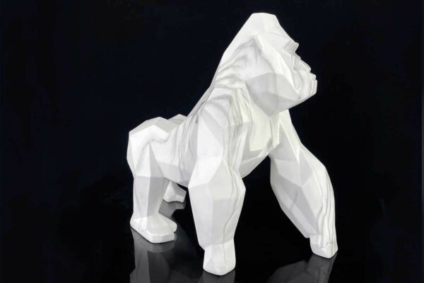 Statue déco singe gorille blanc marbre