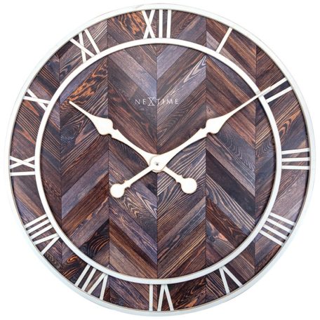 Horloge ronde en bois et metal blanc de la collection NEXTIME