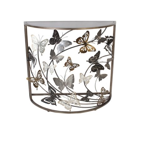 Console ENVOLÉE PAPILLONS en métal et verre