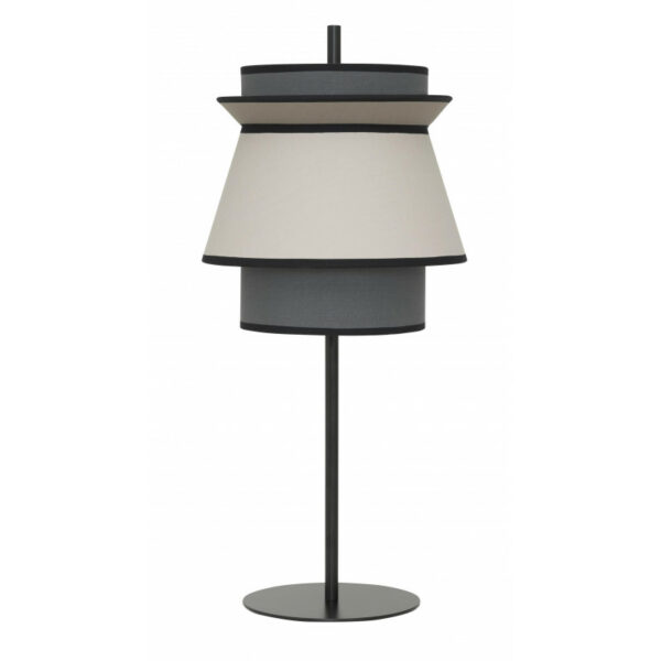 lampe de designer bessa abat-jour tissus gris marron pied metal noir