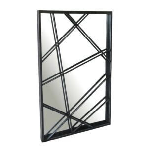 Miroir mural original en metal gris noir lignes enchevêtrees