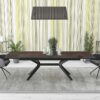 Table IMPULSION avec les allonges avec plateau en ceramique - acier - pieds noir.