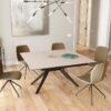 Grande table design contemporaine ceramique beige metal noir mat