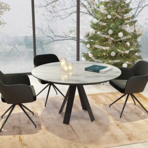 table ronde ceramique blanche