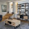 meubles de salon en chene massif bois et noir
