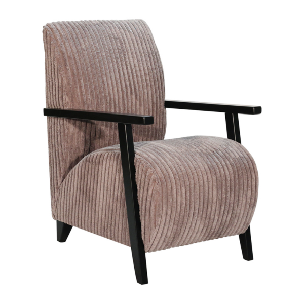 Fauteuil avec pieds et accoudoirs en bois laqué noir. Fabriqué sur-mesure par ALC fabriquant espagnol