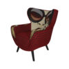 Fauteuil LOOP tissu "bruna " + tissu motif pois rouges et noirs