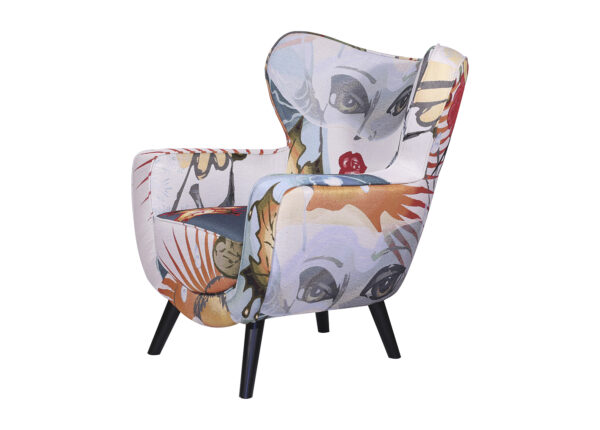 fauteuil tendance motif visage femme couleurs