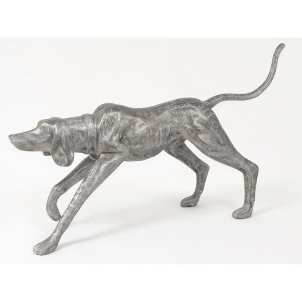 Statue design chien de chasse en aluminium gris